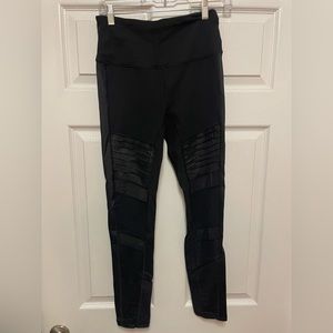 Victoria’s Secret Sport black mesh and pleated faux leather leggings